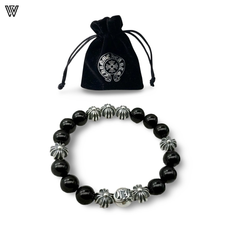 Chrome Hearts Onyx Bead Bracelet