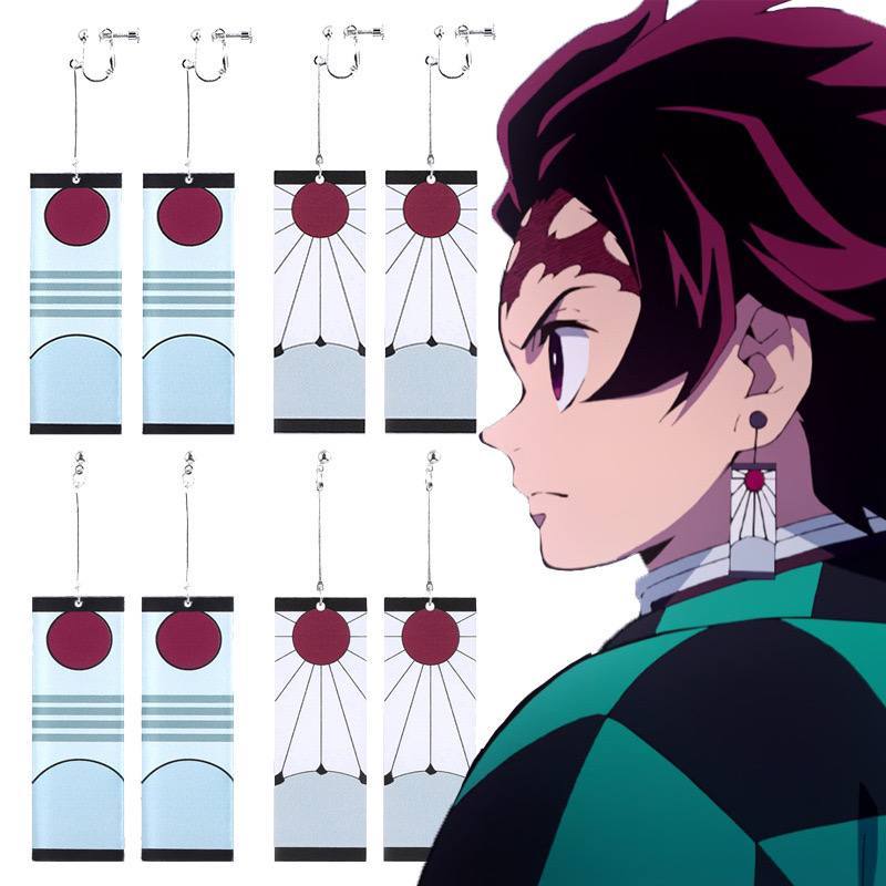 Anting Demon Slayer Tanjiro Shinobu Kanao Earrings Anime Manga Kimetsu No Yaiba KNY Kartun Jepang Ja