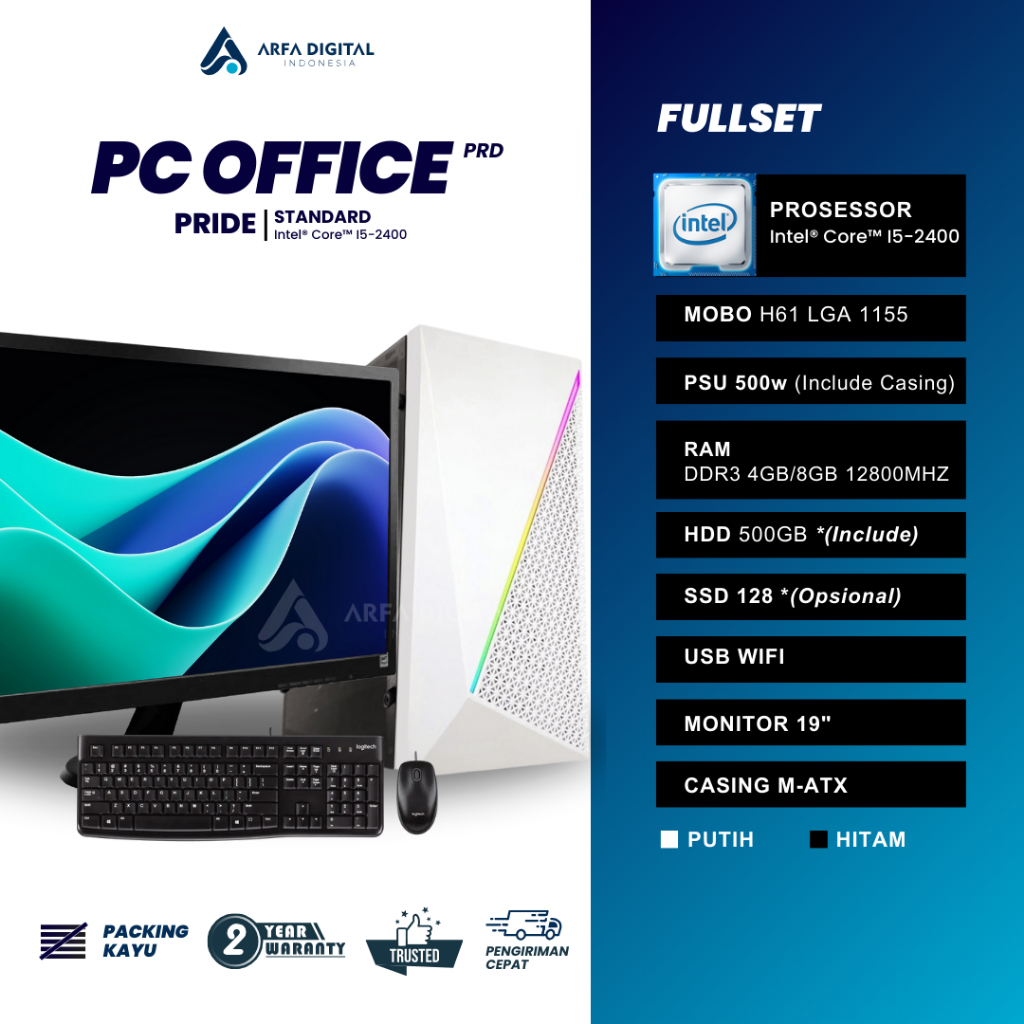 Komputer Full Set Murah Intel Core I5 Ram 8GB SSD 120GB HDD 500GB LED 19