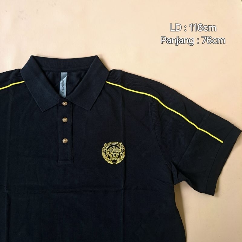 baju pria branded kaos kerah polo hitam versace