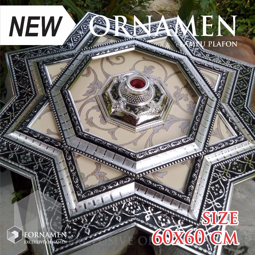 Jalanterangshop17 Ornamen Lampu Plafon Pvc / Fitting Lampu Hias Plafon Ukuran 60 X 60 Cm