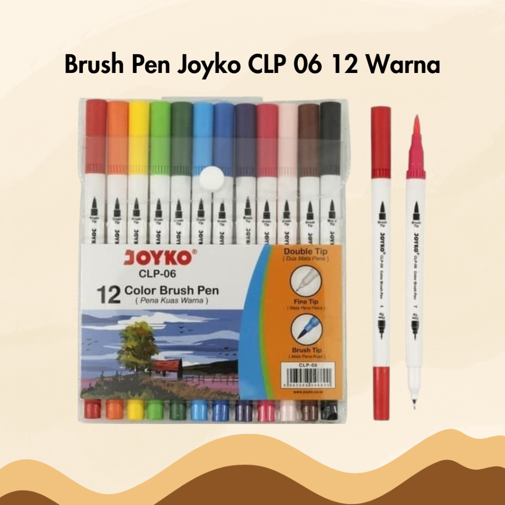 

Brush Pen Joyko CLP-06 12 Warna Dual Tip Dua Mata Pena Pulpen Kuas Spidol Marker Color
