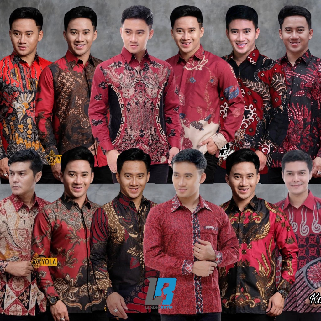 Atasan Kemeja Batik Pria Lengan Panjang Warna Merah Maroon / Marun @ladangbatik Size M L XL XXL KEME