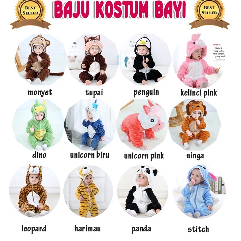Product Exclusive  Baju Bayi Baju Anak Karakter Hewan Baju Kostum Bayi Baju Bahan Flannel