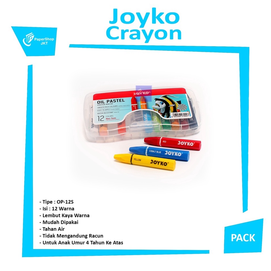 

Garansi Aman JOYKO Krayon Minyak 12 Warna Crayon Colors Oil Pastels Set