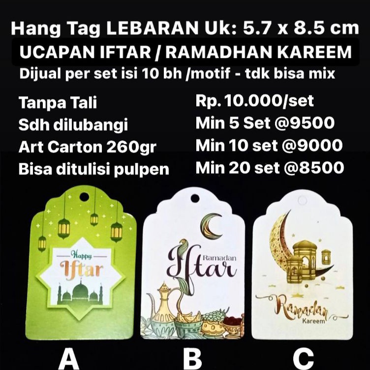 

Super Populer Hang Tag Lebaran UCAPAN IFTAR RAMADHAN KAREEM Uk 57x85 cm