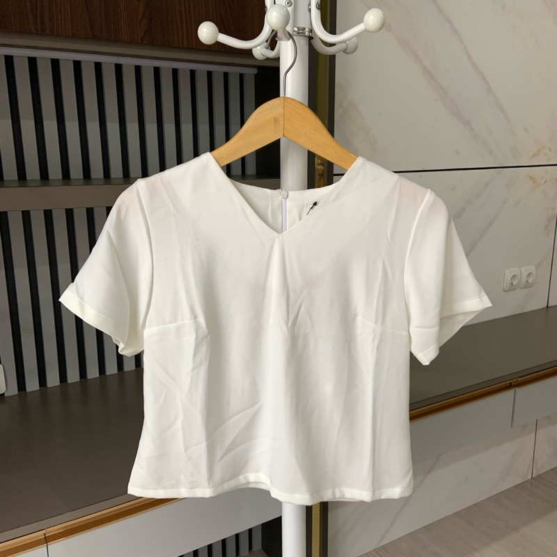 Prelove atasan putih polos blouse white wanita kerja formal