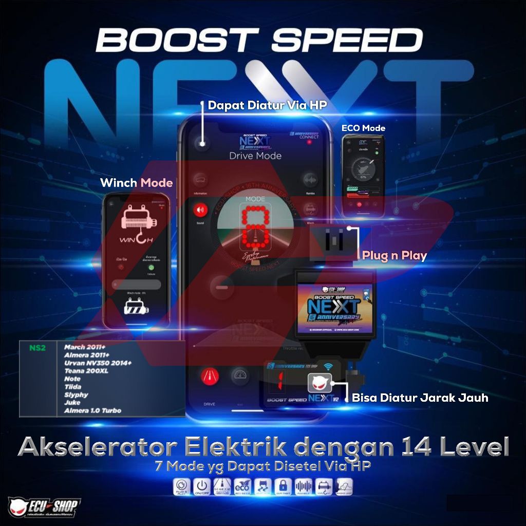 Boost Speed NEXT - Aksesoris Piggyback Ecu ECUSHOP - NS2 - Nissan March Almera 11+ Urvan 14+ Teana N