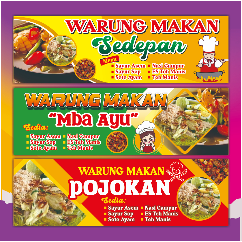 (SPESIAL EDISI) Cetak Banner Warung Makan, Spanduk Warung Makan, Gratis Desain