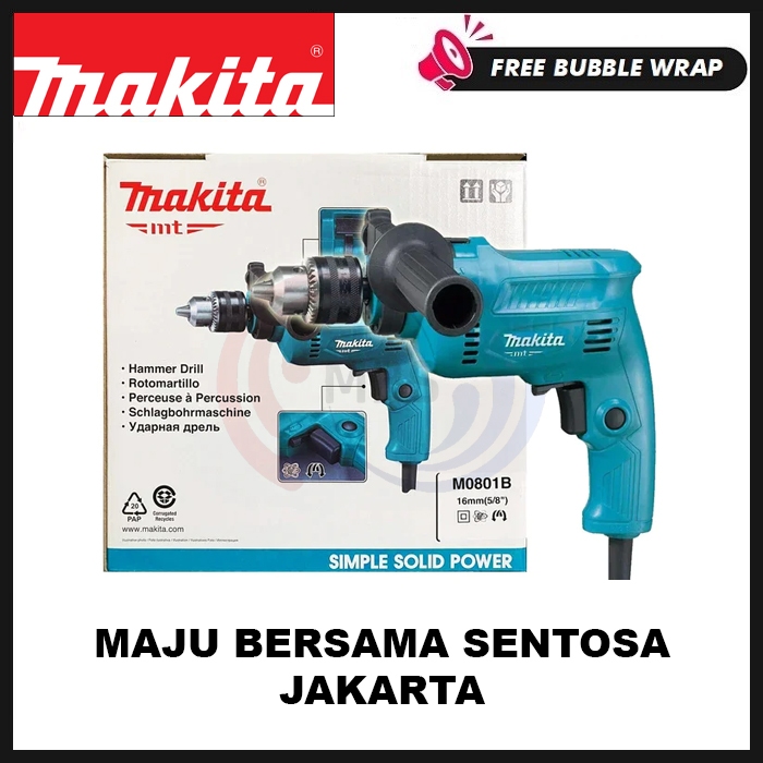Mesin bor tangan MAKITA M0801B Mesin Bor Listrik 13mm Tangan Impact Beton Bolak Balik Reversible