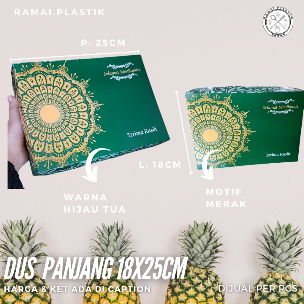 Dus 18x25cm motif merak hijau