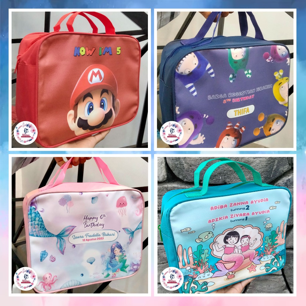 

2A BAG PREMIUM CUSTOM Tas Souvenir Ultah/Ulang Tahun/Happy Birthday/Party/Pesta/Anak Cewek Cowok/Tema Mermaid Terbaru
