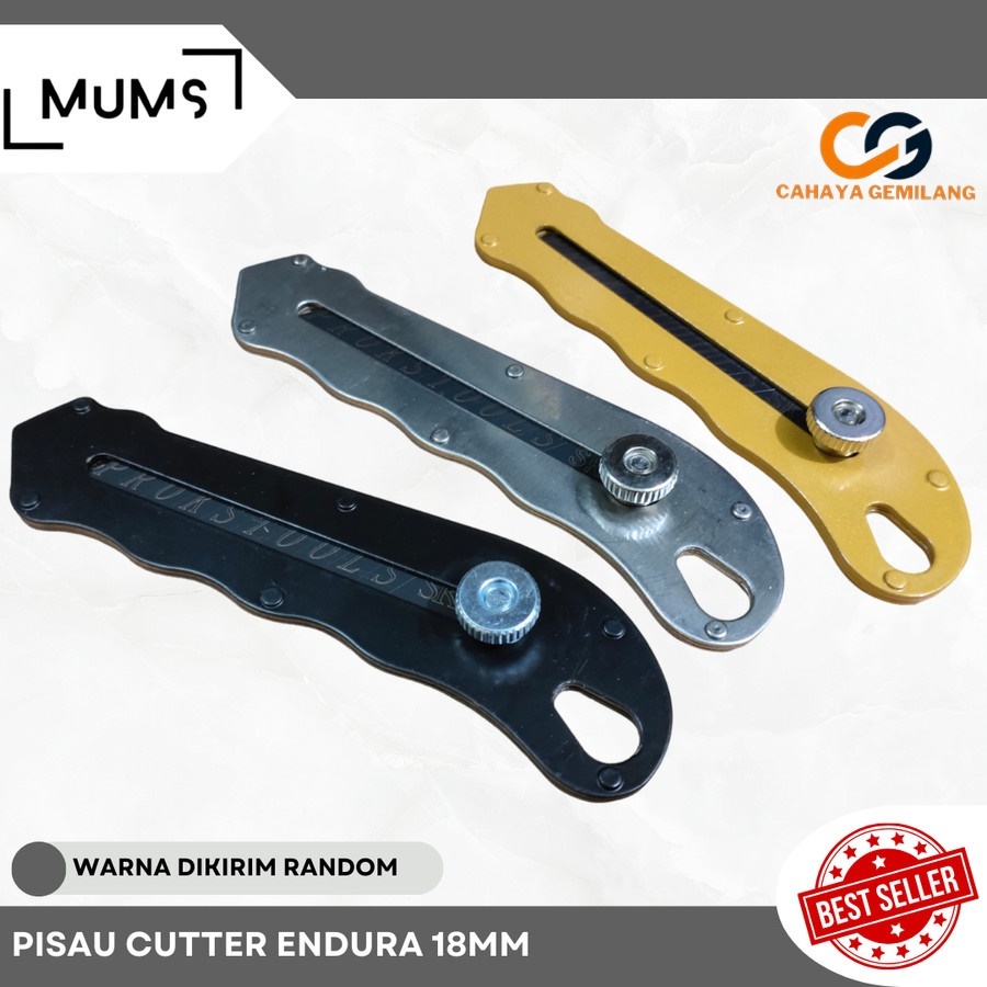 

Pisau Cutter Endura Multifungsi 18mm + Isi Pisau Kater Potong Multi Fungsi Serbaguna Knife Cuter Acrylic Gagang Besi Baja SK-5 Pisau Pemotong Kertas Tali SK5 Tajam Anti Karat CGP