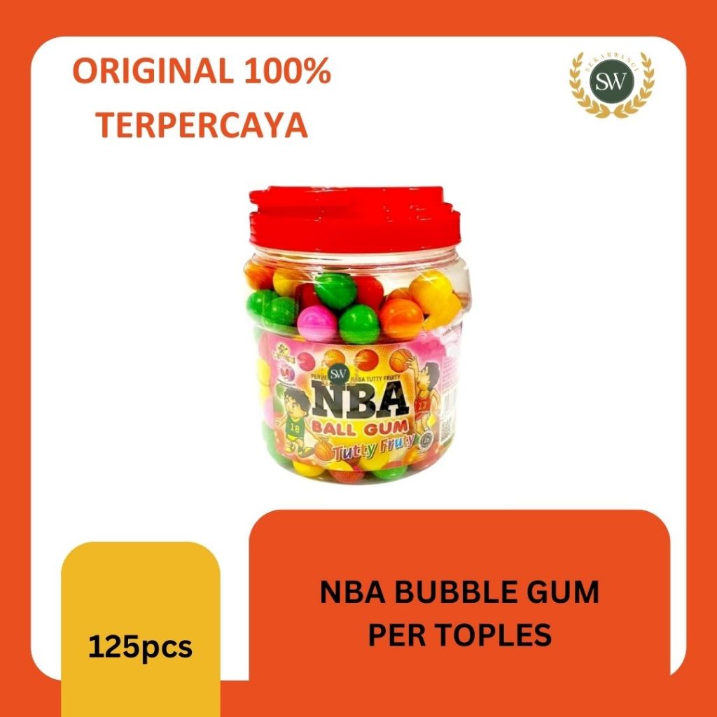 

Permen karet rasa tutty fruity NBA Bubble Gum per toples isi 400gr-125pcs