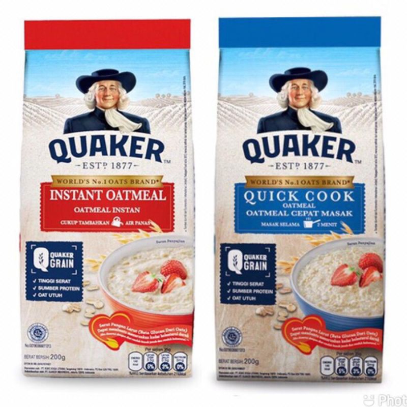 

QUAKER INSTANT OATS 200g QUAKER COOKING OATS 200G QUICK COOK