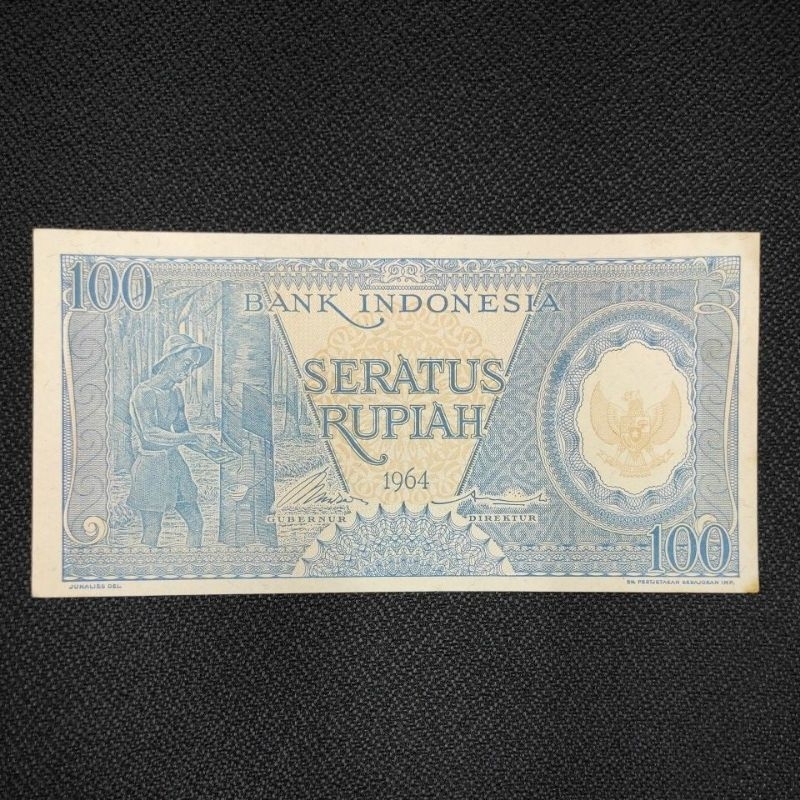 KERTAS KUNO INDO PEKERJA BIRU 100 RUPIAH TAHUN 19614