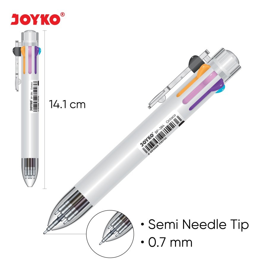 

Joyko Ballpen BP-384 Octaco / Ball Pen Pulpen Pena 0.7 mm 8 Warna