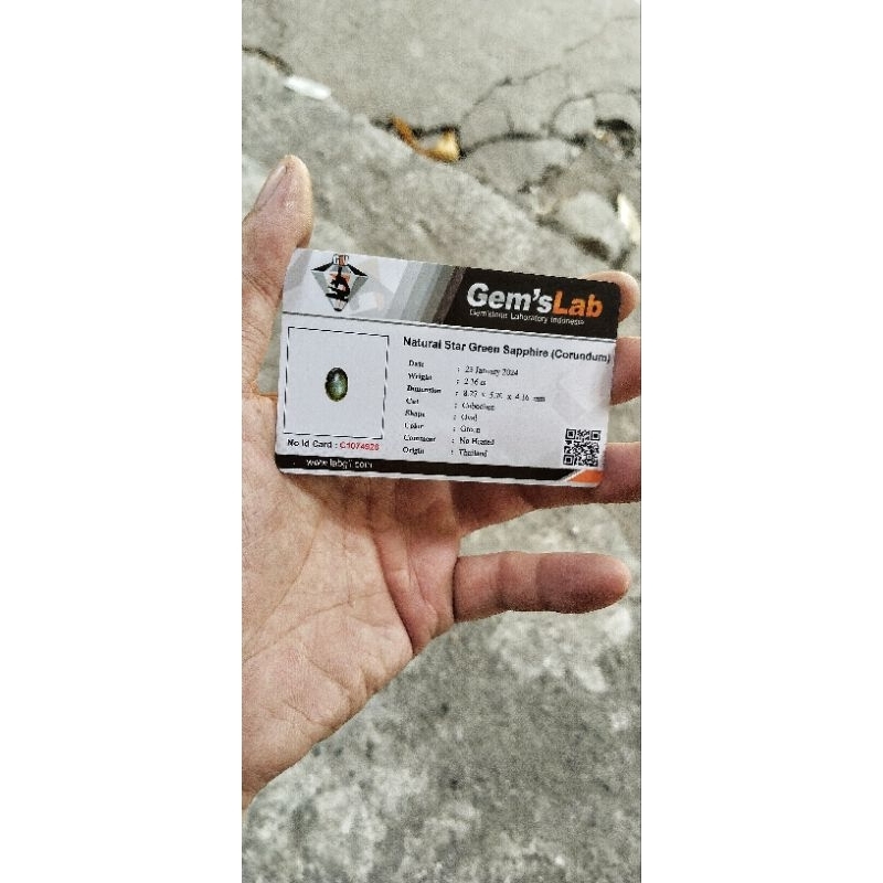 Natural Green Sapphire 2.16 Ct Memo GLI