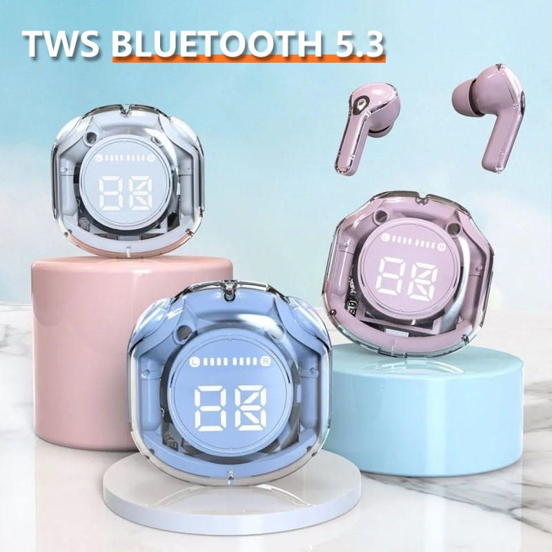 TWS HK16 Headphone Bluetooth Headphone Musik Transparan  Bluetooth 5.3 Headphone Peredam Bising In-E
