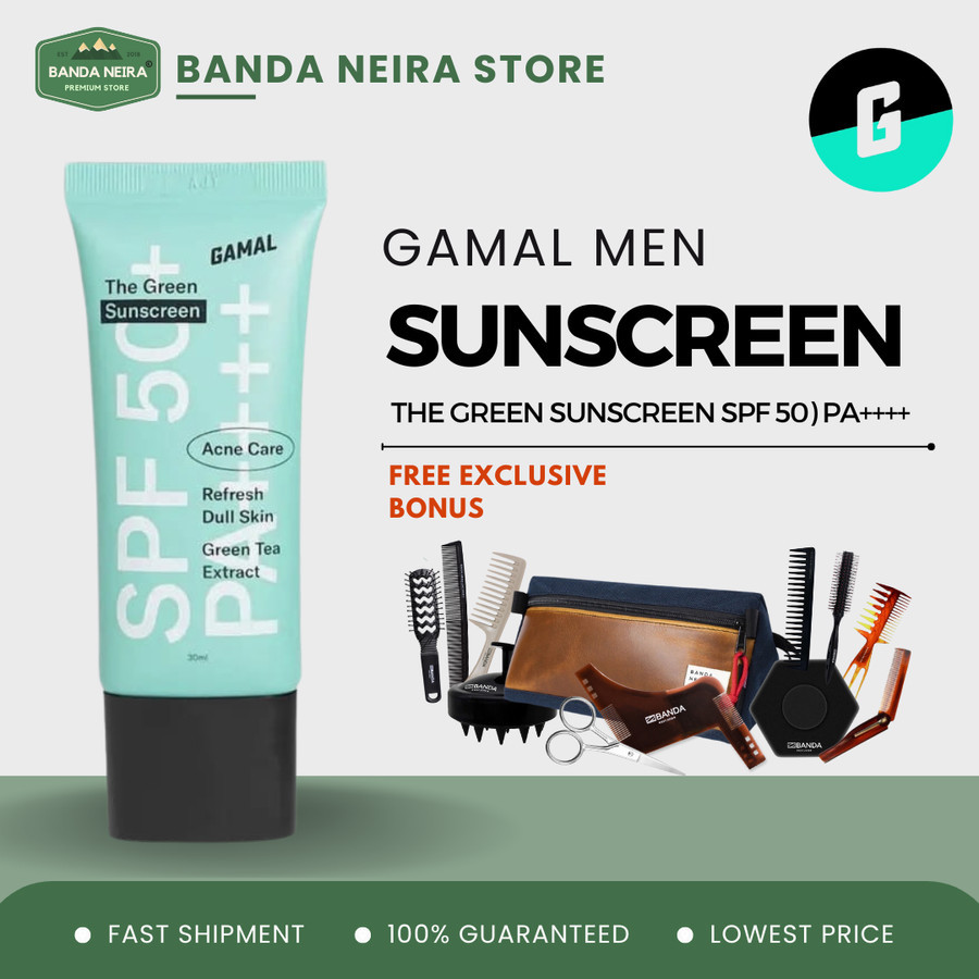 GAMAL MEN The Green Sunscreen SPF 50+ PA++++ / Sunblock Wajah Pria