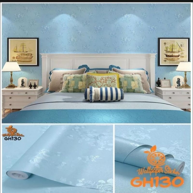 Wallpaper Dinding Kamar Tidur Wallpaper Dinding Wallsticker  Motif Bunga Biru 150