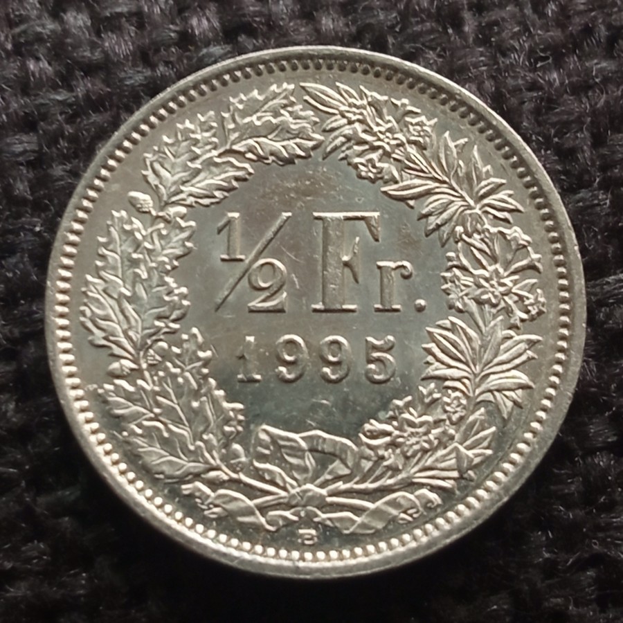 Koin Kuno Swiss 1/2 Franc 1968-2024 (tahun acak) | Koin Asing Mancanegara