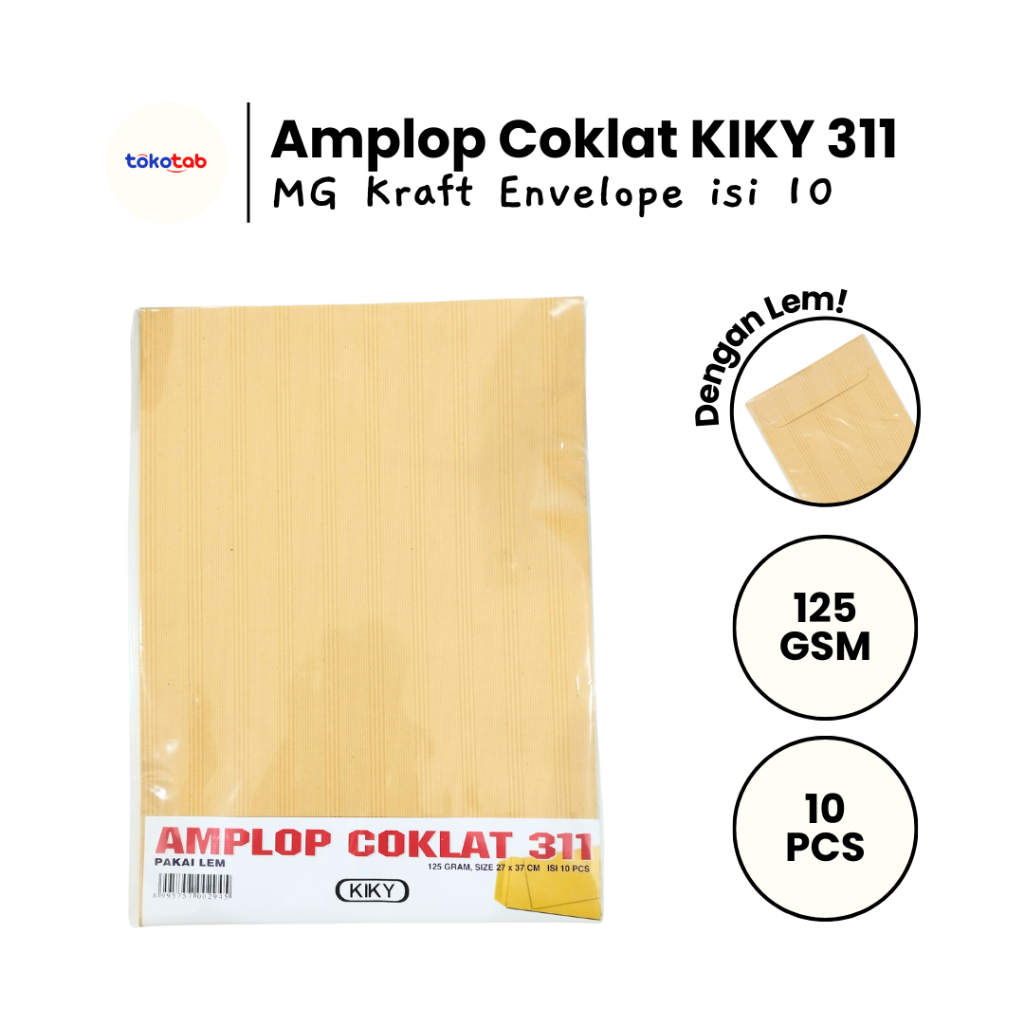 

Tokotab - AMPLOP COKLAT KIKY 311 POLOS LEM (10)