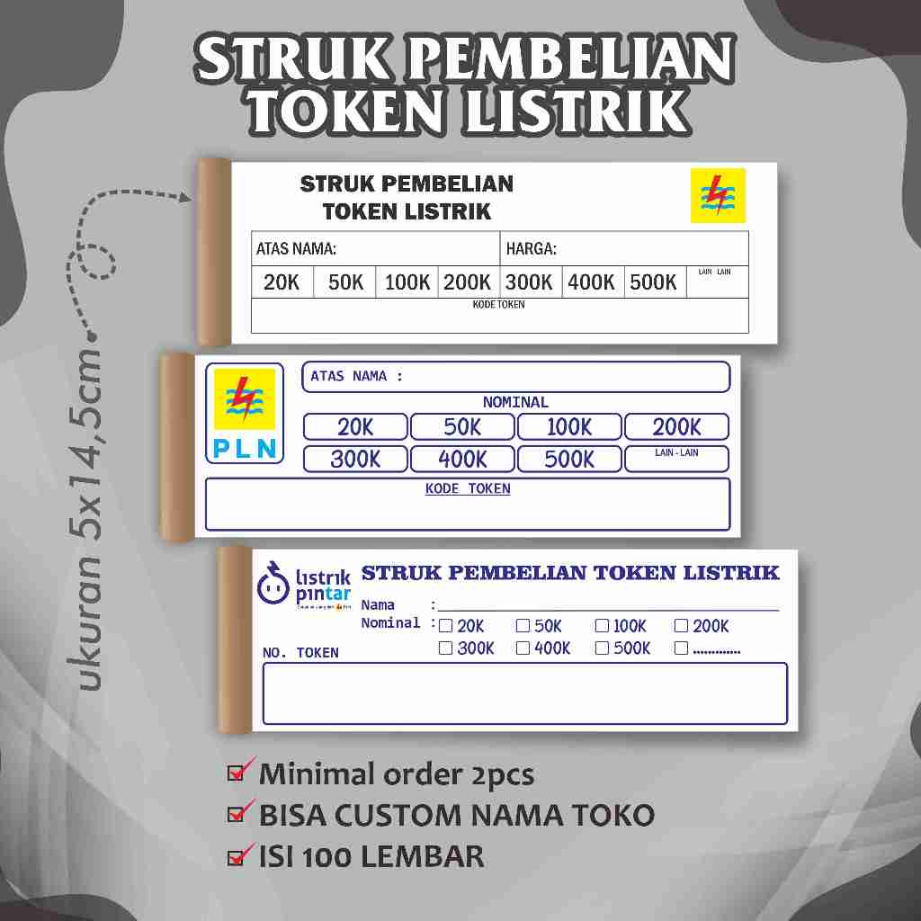 Struk Token Listrik Struk Pembelian Token Listrik Nota Token Listrik
