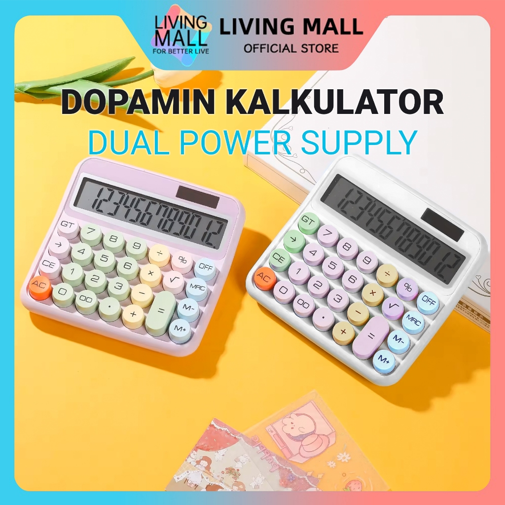 

Kalkulator Lucu Warna Warni Model Korea 12 Digit Display Besar / Dual Power Supply Kalkulator Surya DX-8866