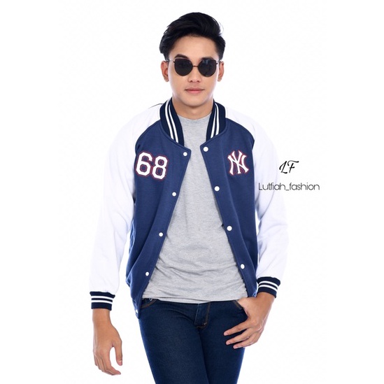 KODE D17T Jaket Baseball  Baseball Wanita Pria Bordir NY68  jaket termurah  jaket Bisbol Jaket Baseb