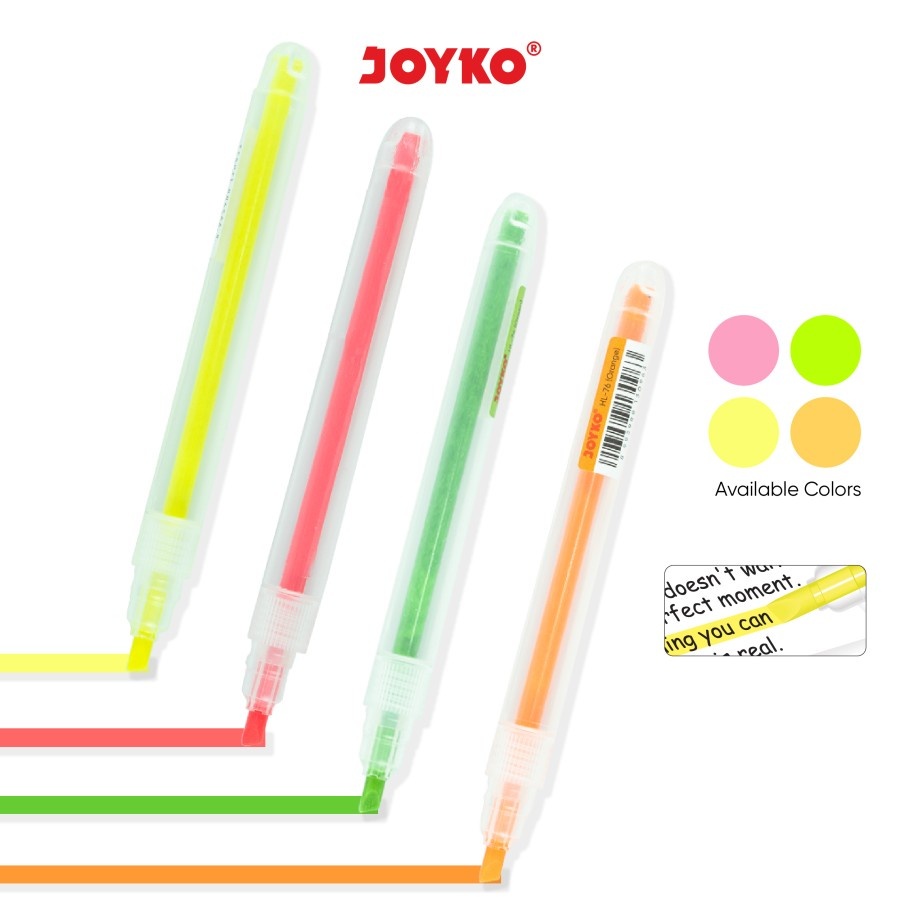 

Joyko Highlighter HL 73~76 Penanda Textliner Berwarna Highlighter Penanda Berwarna Joyko HL-73 ~ 76