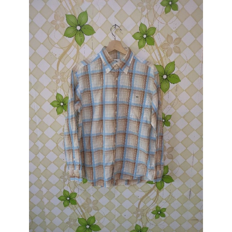 Kemeja Lacoste Original Cream/Blue