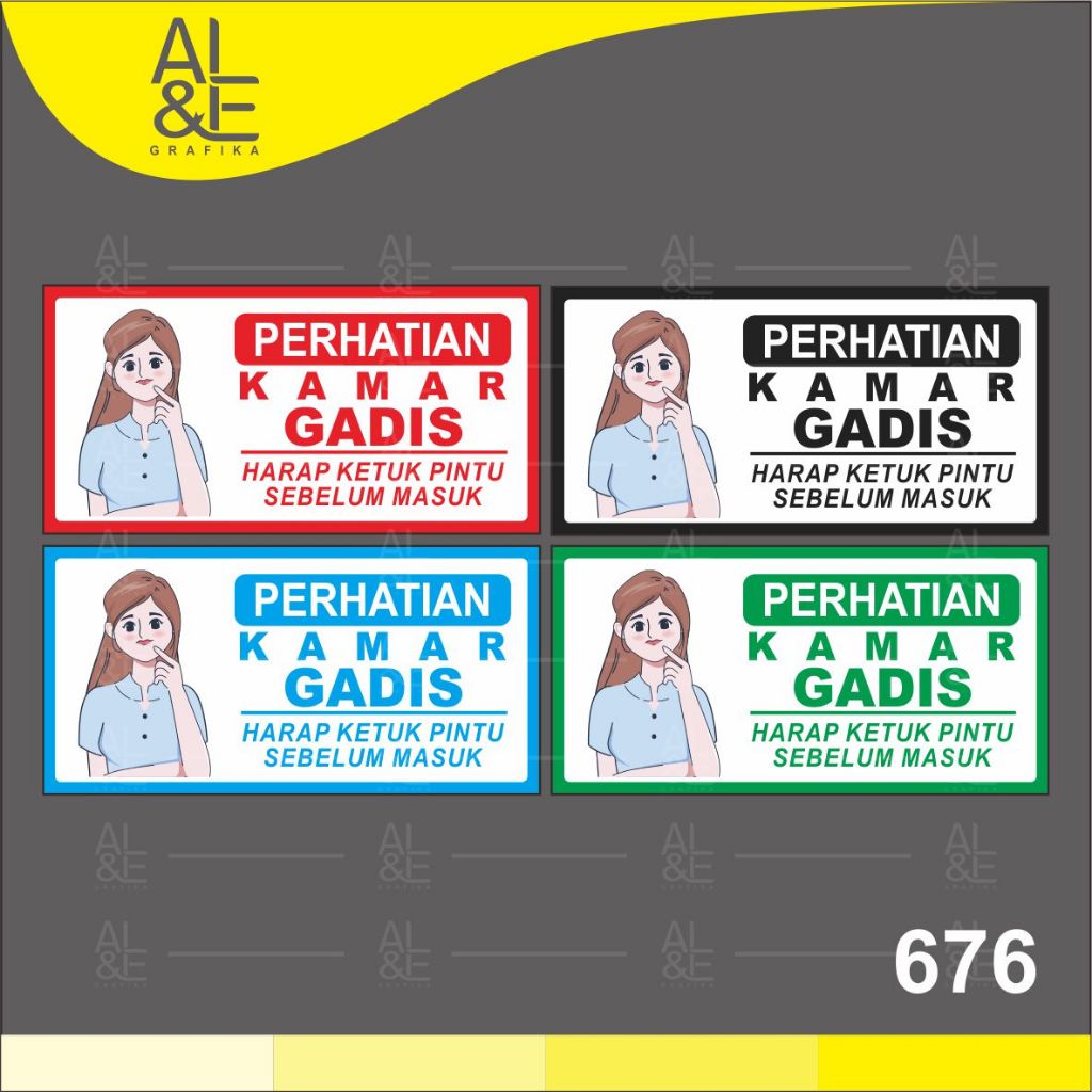 

676 - Stiker Perhatian Kamar Gadis, Harap Ketuk Pintu Sebelum masuk, Sticker Vinyl, Premium, Tahan Air