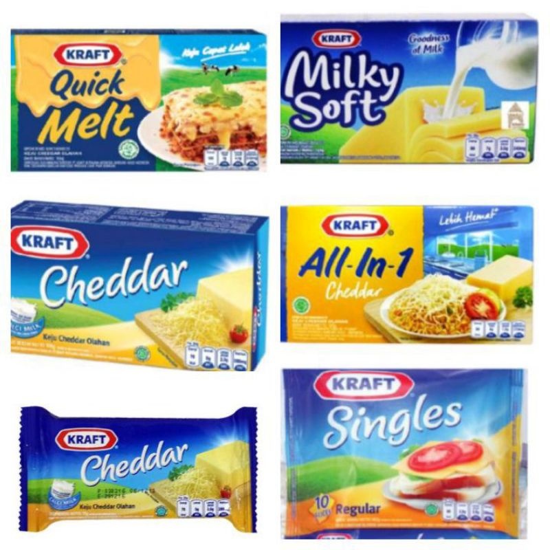 

KEJU KRAFT CHEDDAR QUICK MELT MOZZA ALL IN 1 70 G 30 G BOX 150 G SINGLES 5 8