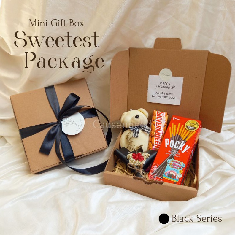 

Termurah READY mini gift box hampers tote bag sweetest package black series gift tote bag hadiah kado ulang tahun wisuda anniversary hampers gift set