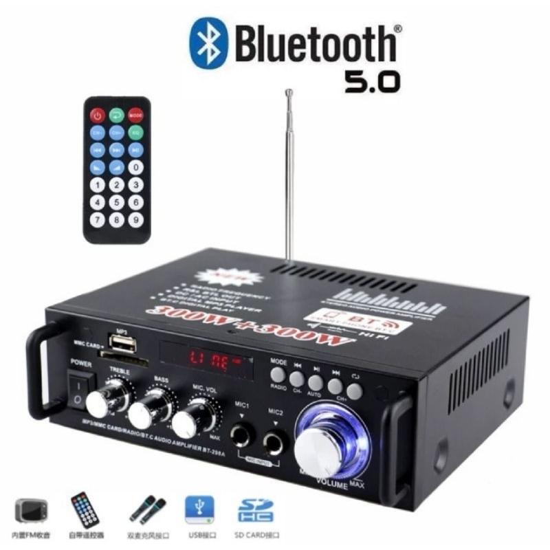 BT-298A BT-198A amplifier bluetooth Digital Amplifier 300W Audio Display + 300W Digital HIFI Audio S