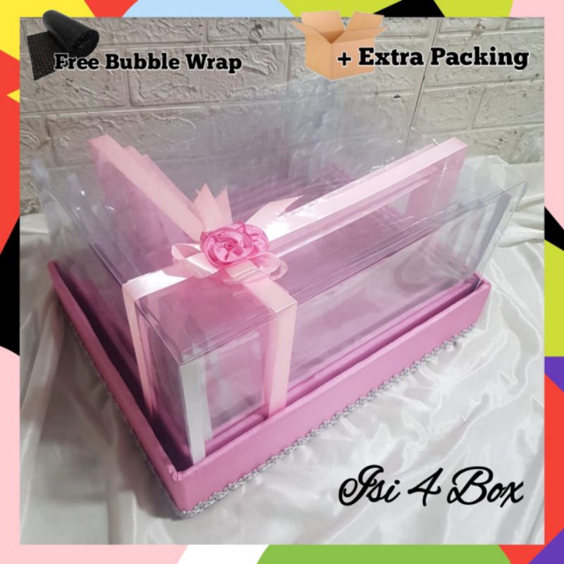 

Terlaris Box Hantaran Seserahan Model Pita Satin 1 set isi 4 Box