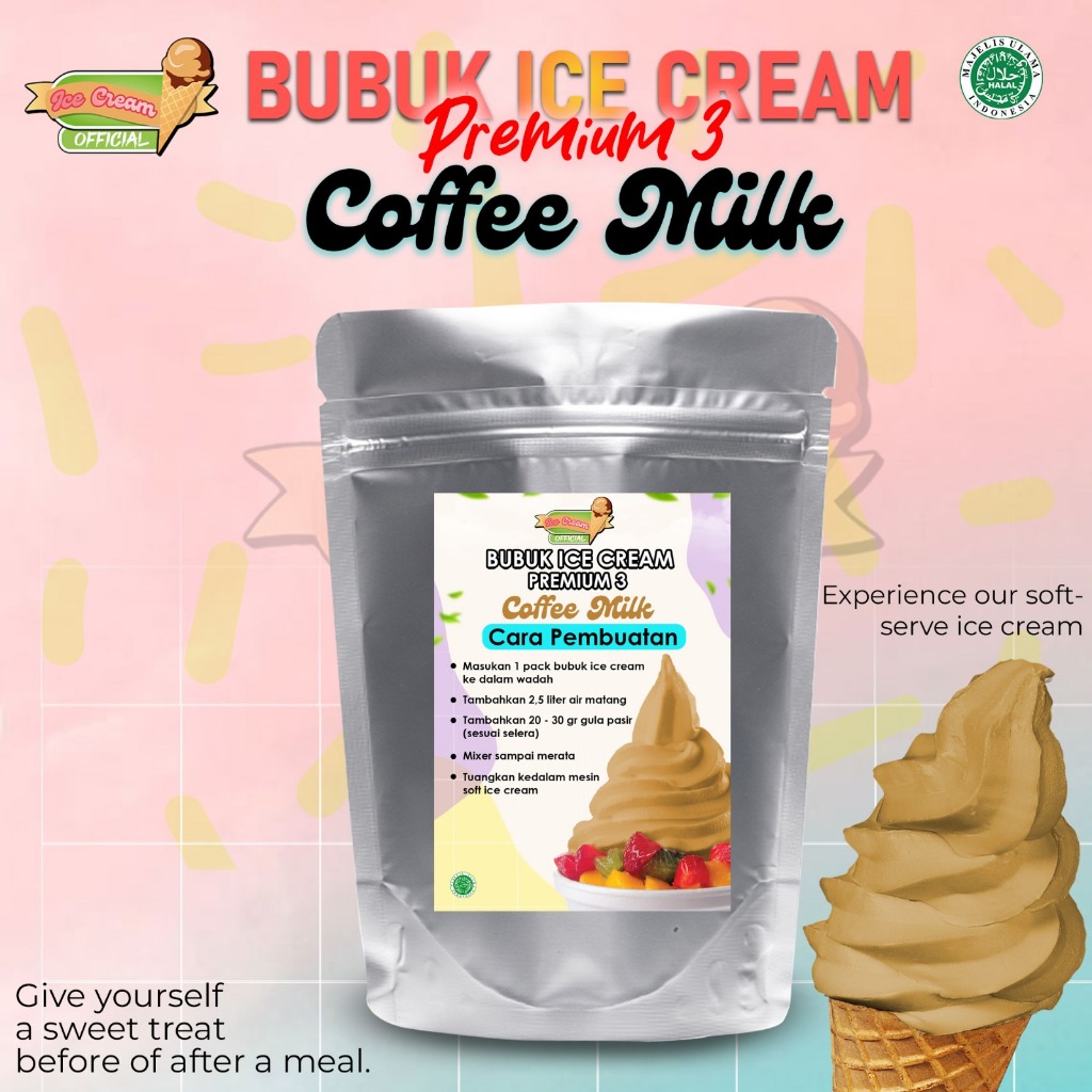 

ICECREAM COFFEE MILK 1000gram / BUBUK ICE CREAM PREMIUM BARU Tepung Premix Instan