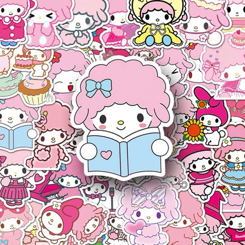 

50PCS Kawaii Sanrio My Sweet Piano Melody Stiker Anime Stiker Estetika DIY Laptop Ponsel Gitar Tahan Air Stiker Lucu