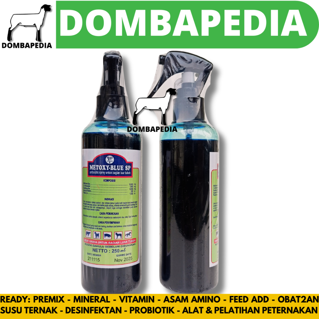 METOXY BLUE 250ml - Obat Luka Hewan Spray - Antiseptik Kulit Hewan - Obat Luka Kulit LSD Sapi