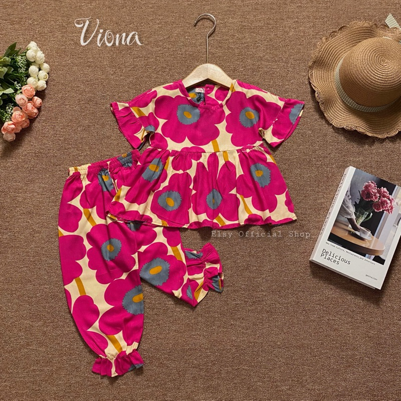 Setelan anak perempuan jasmine set 1-5th bahan rayon premium