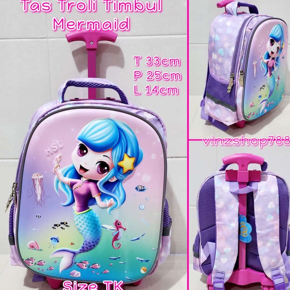 Obral Terlaris  Tas Sekolah Troli Anak SD dan TK Gambar Unicorn Frozen Hellokitty Sofia Tas Trolley 