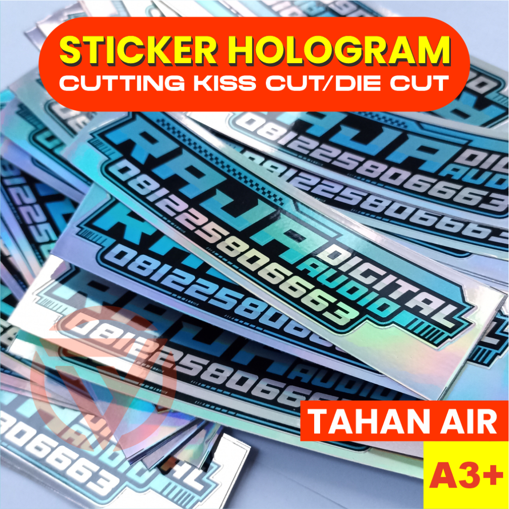 

CETAK STIKER SEHARI JADI LEMBARAN HOLOGRAM A3+ CUTTING POTONG POLA KISS DIE CUT STICKER SOUND RACING