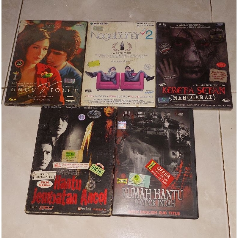 vcd Indonesia Original UNGU VIOLET / NAGABONAR 2 / KERETA SETAN MANGGARAI / HANTU JEMBATAN ANCOL / R