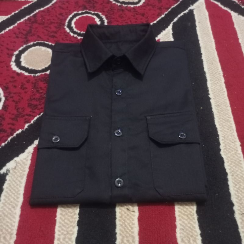 kemeja workshirt engineer polos tangan pendek