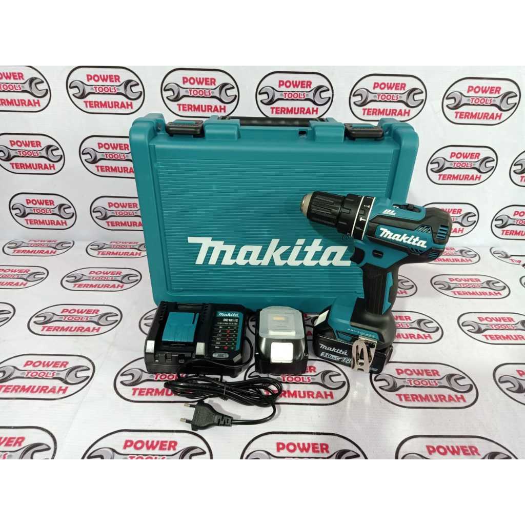 Makita Mesin Bor Obeng Baterai DHP485F001 Cordless Hammer Driver Drill Brushless DHP 485 F001 1 (18V