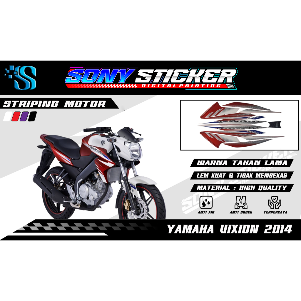 Striping Murah Dan Lengkap - Stiker List Body Motor Vixion 2014 - Striping Standar Yamaha Vixion Tah