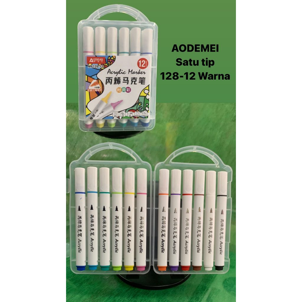 

aodemei acrilyc marker 12 warna single tip plastic box semua permukaan spidol akrilik kode 128 - 12