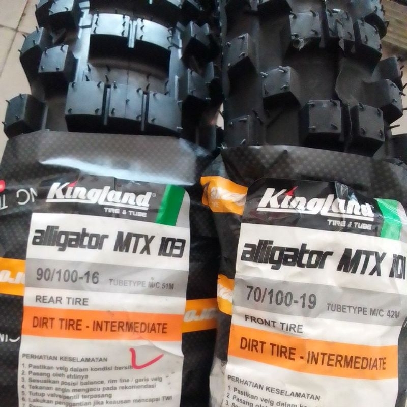 ban trail kingland alligator ring 16/19 sepasang depan dan belakang ukuran 90-100/16 dan 70-100/19