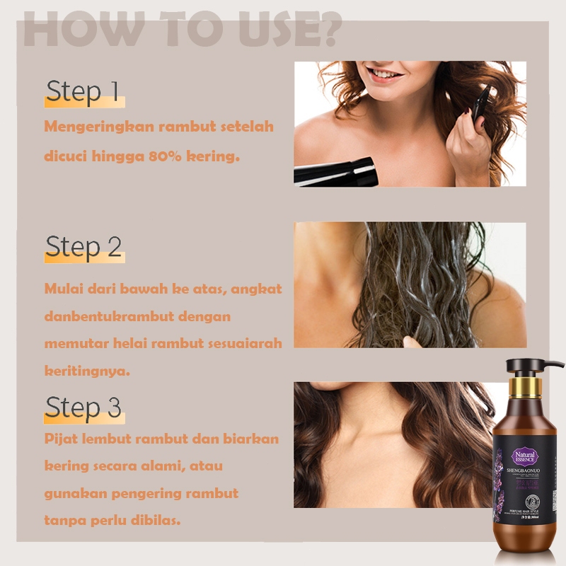 Keriting rambut krim Elastis wanita Kurangi rambut kusut Cream rambut keriting Tanpa Lengket